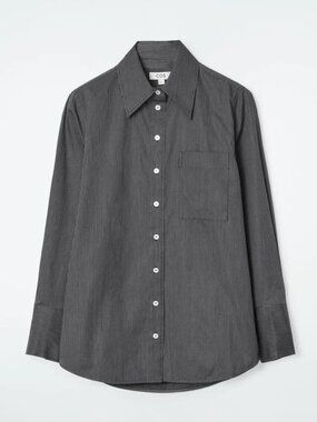 COS Oversized Tailored Shirt BLACK / PINSTRIPED